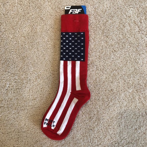 NWT FBF Originals Red White Blue American Flag Unisex Socks - Picture 1 of 6